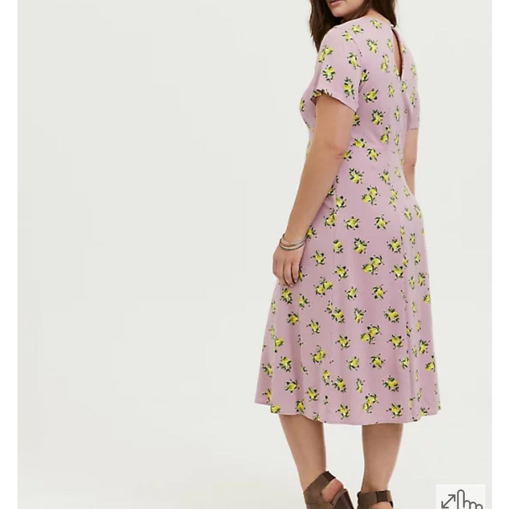 Torrid Lemon Midi Challis Button-Front Dress 2x W… - image 8